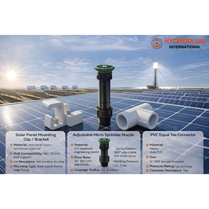 hydroplus international rooftop solar cleaning spray nozzle riser pipeline tee connector clamp pv module wash mounting <b>set</b> - Product Image 6