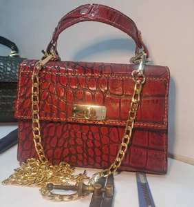 Bolso de Mano de Lujo para Mujer, en Cuero con Decoración de Piel de Cocodrilo, Tipo Bandolera y Clutch - Product Image 1