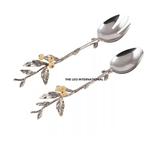 Cubertería de la Mejor Calidad con Diseño de Hojas Plateadas en el Mango de Aluminio para una Cena Elegante y Vajilla Moderna - Product Image 5
