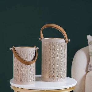 Hot Selling Metal Moroccan Style Votive Candle Holder with Custom Cutwork Design and Leather Handle for Home Decorations - Product Image 3