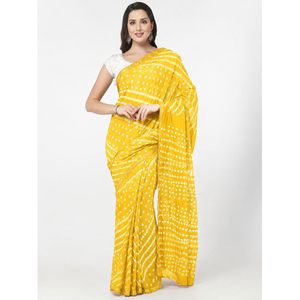 Sari Bandhej Crep Zari léger Aisha Bandhani - Product Image 1