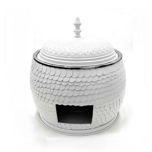 ถาดอุ่นอาหารทรงกลมสีดำสแตนเลสอย่างดี ทนทาน พร้อมฝาปิดลายนูน สำหรับบุฟเฟ่ต์ ป้องกันการติดอาหาร - Product Image 3