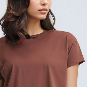 Camisetas cortas personalizadas de color liso para mujer, más vendidas, OEM, nueva llegada, camisetas cortas de moda para mujer en venta - Product Image 5