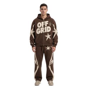 Conjuntos de Sudadera Personalizados Extra Grandes para Hombre, Ropa Deportiva Urbana, Tejido Transpirable, con Capucha y Cierre Completo, Color Negro - Product Image 3