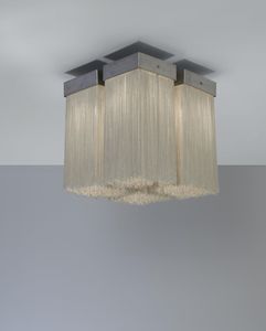 Luminaire de plafond moderne en fer avec pampilles en verre, fait main, écologique et durable, pour salon, décoration intérieure, Nyxora Atelier - Product Image 1