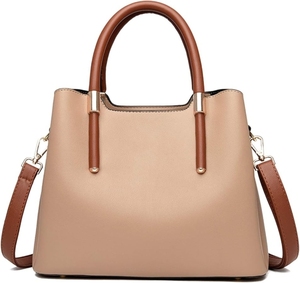 Bolso de Hombro de Cuero Genuino para Mujer, Color Marrón, Diseño Minimalista, Remaches, Bordado, Cierre de Cremallera y Broche, Dos Asas, Resistente al Agua - Product Image 4