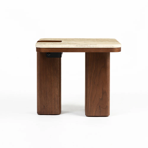 Modern Marble Top Wood Nightstand Minimalist Design Bedroom Furniture Home With Foldable - Product Image 1