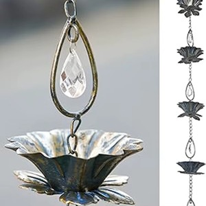 Cadena de Lluvia Metálica Resistente para Drenaje de Techos, Jardín, Patio, Balcón, Guía de Agua de Lluvia, Diseño Moderno y Lujoso, Resistente a la Intemperie - Product Image 6