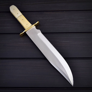 Couteau de chasse Bowie à pointe tombante de qualité industrielle, fait main sur mesure, lame fixe en acier au carbone, étui en cuir, survie en extérieur, USA UE - Product Image 2
