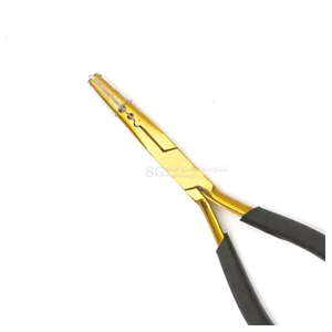 Pinzas Profesionales Multifuncionales para Extensiones de Cabello SAAR GLOBAL SURGICAL, Recubrimiento Dorado, Mango Negro, Acero Inoxidable - Product Image 1