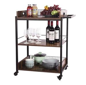 Minimalist Metal Hotel Trolley With 3 <b>Shelves</b> And 4 Swivel Casters Durable Commercial Furniture Hotel <b>Bar</b> Trolley Cart - Product Image 3