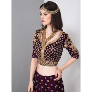 Impresionante ropa de fiesta de color púrpura bordado Lehenga Choli - Product Image 4