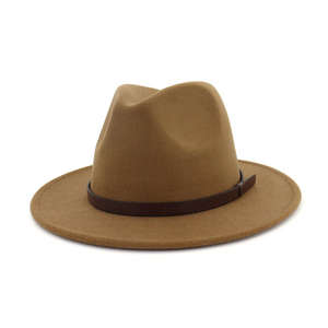 Fashion Polyester <b>Fedora</b> <b>Hat</b> for Women <b>Men</b> Classic Character Casual Flat Wide Brim Jazz Cap - Product Image 1