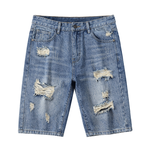 Fabricante de Shorts de Mezclilla Elástica con Pedrería, Tratamiento de Lavado Superior, Resistentes a la Decoloración, Diseño de Alta Retención - Product Image 1