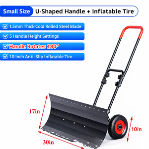 Pousse-neige à lame rotative en forme de U avec roues, lame et poignée réglables, pelle à neige en acier de 1,5 mm d'épaisseur ODGWTO020 - Product Image 5