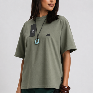 Camiseta de mujer de alta calidad 100% algodón con cuello redondo, logotipo impreso personalizado, lavado tie-dye, estilo holgado para verano. - Product Image 1