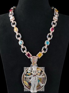 Pendentif de luxe en moissanite avec personnage de dessin animé, breloque en argent 925, pierres multicolores, design glacé, style hip-hop pour homme - Product Image 2