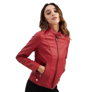 HELLERITE INDUSTRY 2026 Blouson Moto Femme Hiver en Cuir PU Imperméable Respirant Tricoté Uni avec Fermeture Éclair - Product Image 4