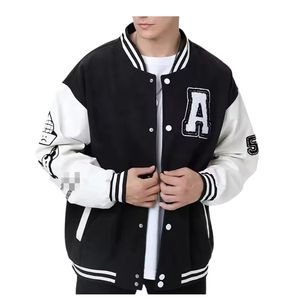 แจ็คเก็ตวาร์ซิตี้แบบกำหนดเอง แขนหนัง ปักลายปะติด ปักอักษรแบบ Letterman สไตล์บอมเบอร์ แจ็คเก็ตหนาสำหรับผู้ชาย เสื้อโค้ทสตรีทแวร์ - Product Image 5