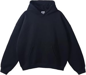 Sweat-shirts à capuche unisexes en molleton de coton de haute qualité pour hommes, coupe oversize, personnalisables, couleur unie, logo brodé sur le devant, vierges - Product Image 5
