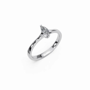 Anillo Solitario con Diamante CVD Cultivado en Laboratorio, Corte Marquesa, Certificado por IGI, Oro Blanco de 18K - Product Image 4