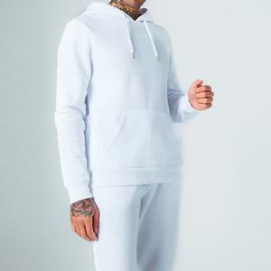 <b>Men's</b> <b>White</b> Red Striped Hooded Tracksuit Full Sleeve Drawstring <b>Joggers</b> Casual Autumn Wear Regular Fit Polyester Material - Product Image 4