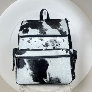 Nouveau vrai cheveux faits à la main sur cacher fourrure cuir sac à dos rétro véritable cuir de vachette naturel Vintage unisexe décontracté travail sacs d'ordinateur portable - Product Image 4