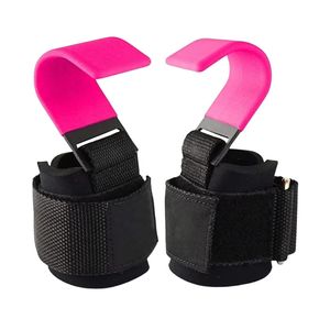 Crochets de musculation, sangles de poignet, poignées de soulevé de terre rembourrées en néoprène, support d'entraînement de force, logo personnalisé rose - Product Image 1