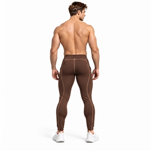 Pantalones de Compresión para Hombre con Logotipo Personalizado OEM, Costuras en Contraste, Pantalones Deportivos de Algodón y Poliéster para Gimnasio - Product Image 4