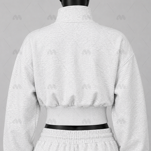 Sudadera con capucha de forro polar térmico para mujer, conjunto de chándal corto con cremallera, ropa informal para otoño e invierno - Product Image 6