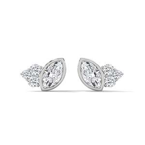 Pendientes de Diamantes con Corte Marquesa Chapados en Oro Rosa para Mujer, con Diamantes Laterales, Joyería de Lujo para Bodas - Product Image 5