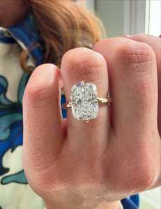 Signet 3.02CT Cushion Cut Diamond Elongated <b>Ring</b> 14K Yellow Gold Lab Grown for Unisex IGI Certified Romantic <b>Proposal</b> Gift Her - Product Image 1