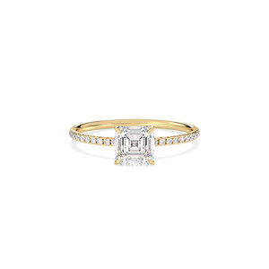 Bague de fiançailles REYES, best-seller, diamant de laboratoire HPHT CVD taille Asscher 1,23 carat, en or massif 14 carats plaqué rhodium, bijoux fins - Product Image 2