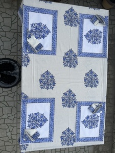Premium Cotton Hand Block Printed Dining Table Cover Set with 8 Pcs Napkins Ethnic Design Washable <b>Tablecloth</b> for Restaurant - Product Image 5