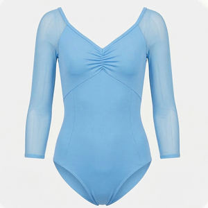 Girl Rhythmic Long Sleeve <b>Sexy</b> Printed Sports Women Custom Design Training Dancewear Cheerleading <b>Leotards</b> Customized Colors OEM - Product Image 2