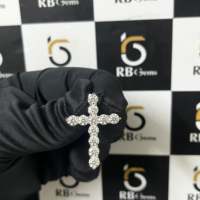 Pendentif Croix Personnalisé en Argent Sterling 925 avec Diamants de Laboratoire, Style Tennis Hip Hop Sertie de Pierres, Plaqué Rhodium, Bijou de Fête