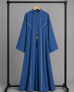 Chemise en satin imprimé de style chinois pour femme, col mandarin bleu, manches longues, grande taille, coupe ample, fermeture éclair intégrale, automne - Product Image 1