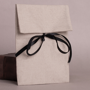 Premium Organic Cotton Canvas Flap <b>Envelope</b> Bag Silk Ribbon Tie Custom Logo Recyclable Packaging for Glasses Makeup-Promotional - Product Image 5