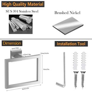 Portasciugamani Quadrato in Acciaio Inox SUS 304 dal Design Moderno, Porta Asciugamani Ispessito con Pratici Supporti per il Bagno - Product Image 2