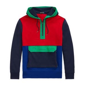 Sudadera con capucha de lana de talla grande personalizada para hombre, ropa de calle de retazos de manga larga, estilo Hip Hop en relieve, Sudadera con capucha de marca de retazos - Product Image 4