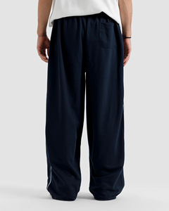 Pantalon de jogging décontracté pour homme, bleu marine, coupe large, en molleton, avec taille élastique tissée, braguette zippée, rayures latérales, imperméable, automne - Product Image 5