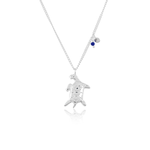 Collier en argent sterling 925 avec pendentif tortue de mer et perle en pierre précieuse |   Pendentif Océanique Côtier - Product Image 2
