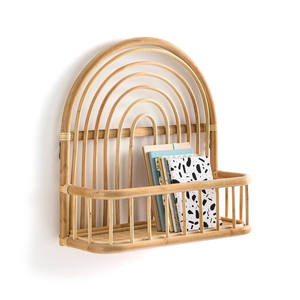 Boho Rainbow Rattan <b>wall</b>-<b>mounted</b> <b>shelf</b> Arched Bamboo Floating Rack Kids Nursery Book Magazine Basket Decorative Storage Holder - Product Image 4