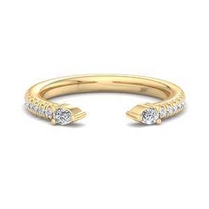 Anillo abierto de lujo en oro rosa con diamante talla pera y banda minimalista ajustable, apilable, joyería de moda para mujer - Product Image 5