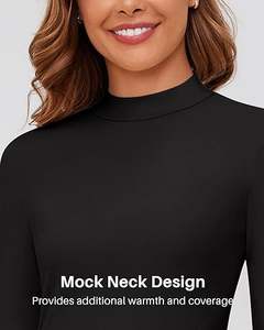 Ensemble de sous-vêtements thermiques pour femmes, col mi-haut, coton, coupe ajustée, caleçons longs, respirant et chaud avec propriétés antibactériennes - Product Image 5