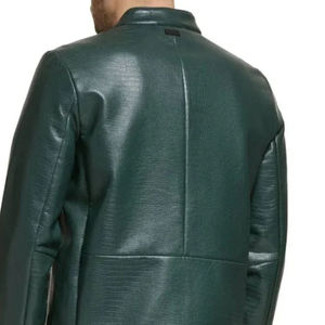 Men Cow Skin Leather Winter <b>Jacket</b> Slim Fit Stand Collar Casual Outdoor <b>Wear</b> High Street Fashion OEM Custom Made <b>Jacket</b> - Product Image 5