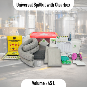 Kit de Derrames Universal Portátil de 45L con Caja Transparente |   Kit de Respuesta a Derrames de Emergencia para Absorción de Petróleo, Combustible, Agua y Productos Químicos - Product Image 2