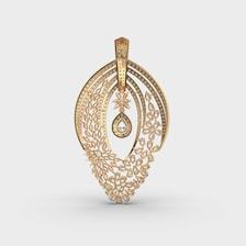 Collar con Diamantes Cultivados en Laboratorio en Forma de Pera y Marquesa de 9 Quilates |   Colgante Solitario de Oro Blanco de 14K - Product Image 2