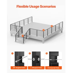 Montante per Ringhiera a Cavo 42x1x2 Pollici in Acciaio Inox con Fori Angolati a 30 Gradi Pre-Forati per Ringhiere a Cavo - Product Image 3