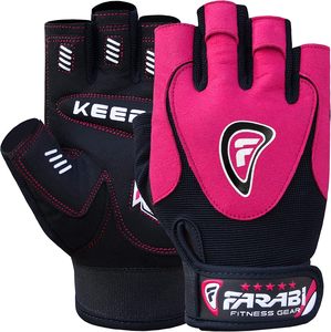 Gants de musculation unisexes Farabi Sports, gants de fitness pour la salle de sport, paume rembourrée, enveloppement du poignet, demi-doigts, gants d'entraînement rose, logo personnalisé - Product Image 4